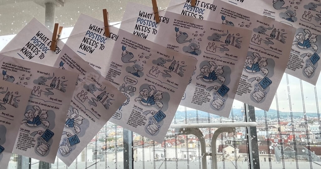 Flyer zum Pflücken wurden live vor Ort gedruckt und den Teilnehmer:innen bereitgestellt